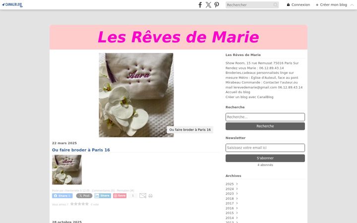 Screenshot of lesrevesdemarie.com