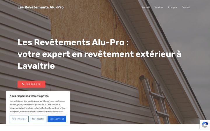Screenshot of lesrevetementsalupro.ca