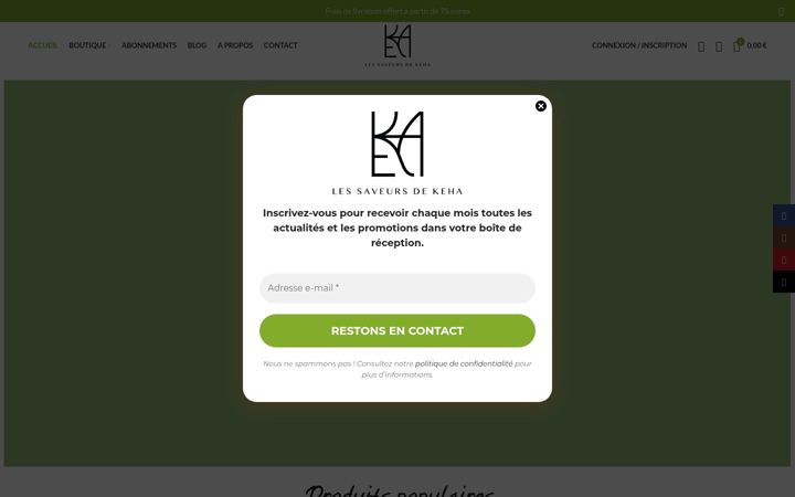Screenshot of lessaveursdekeha.fr