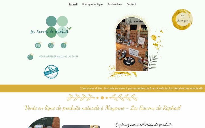 Screenshot of lessavonsderaphael.fr