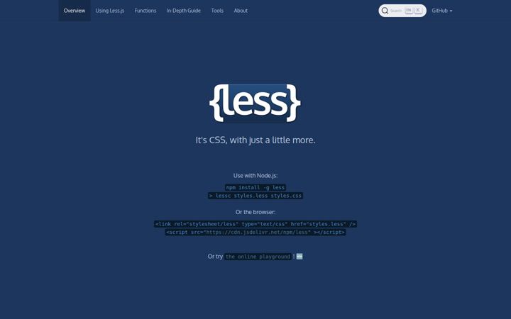 Screenshot von lesscss.org