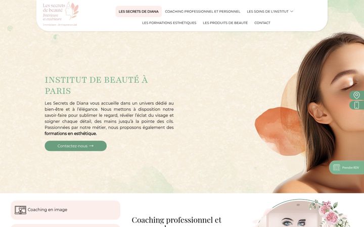 Screenshot of lessecretsdediana-instutdebeaute.fr