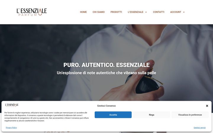 Screenshot of lessenzialeparfum.it
