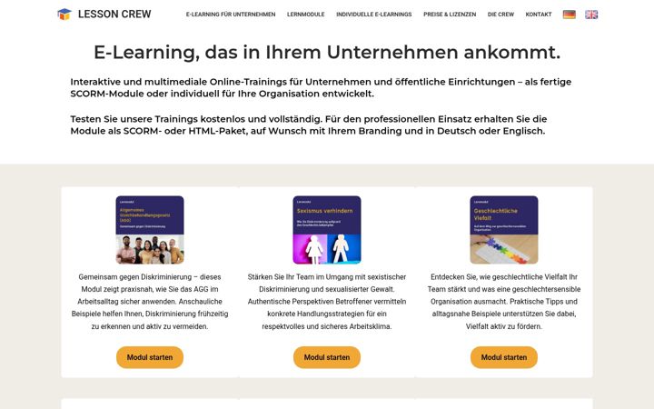 Screenshot of lesson-crew.de