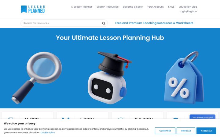Screenshot of lessonplanned.co.uk