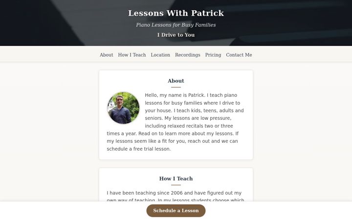 Screenshot of lessonswithpatrick.com
