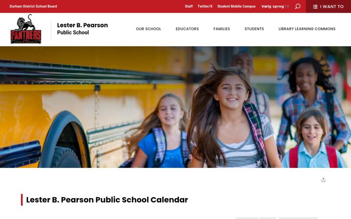 Screenshot of lesterbpearson-calendar.ddsb.ca