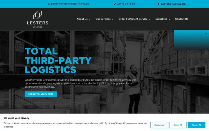 Screenshot of lesterslogistics.co.uk