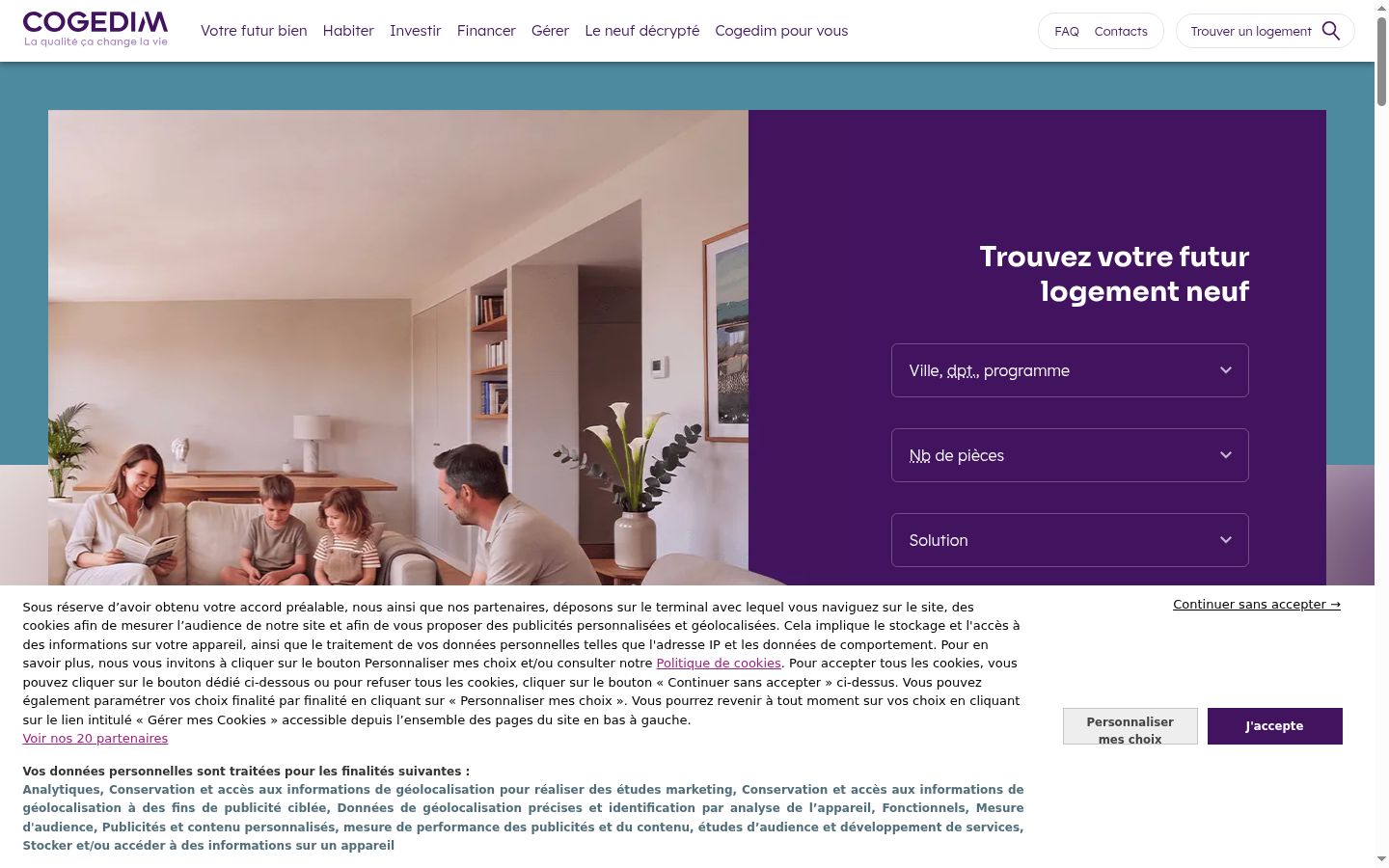 Screenshot del banner di consenso mostrato prima di qualsiasi interazione
