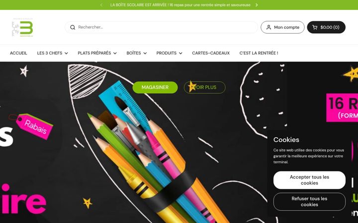 Screenshot of lestroischefs.ca
