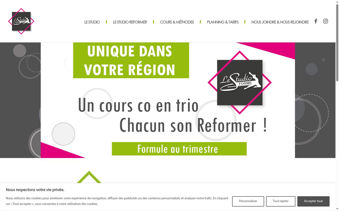 Capture d'écran de la bannière de consentement affichée avant toute interaction