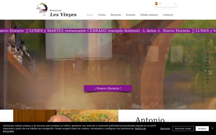 Screenshot of lesvinyesrestaurant.net