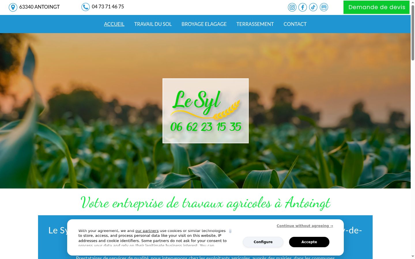 Screenshot del banner di consenso mostrato prima di qualsiasi interazione