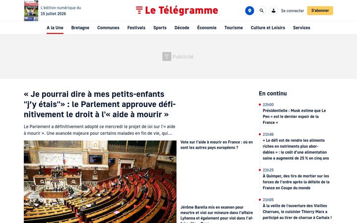 Screenshot of letelegramme.fr