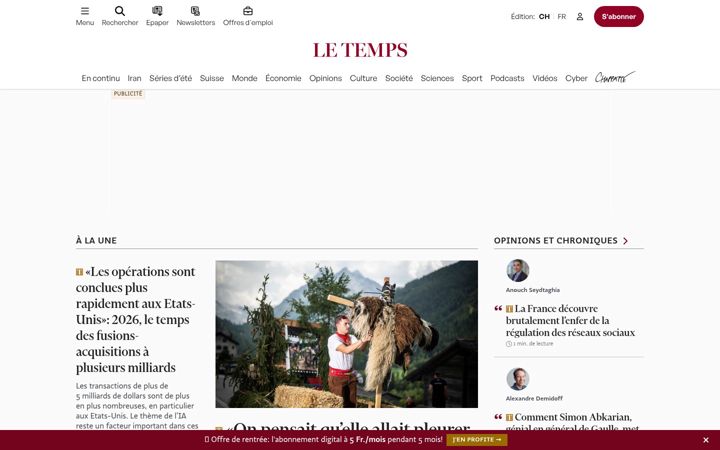 Screenshot of letemps.ch
