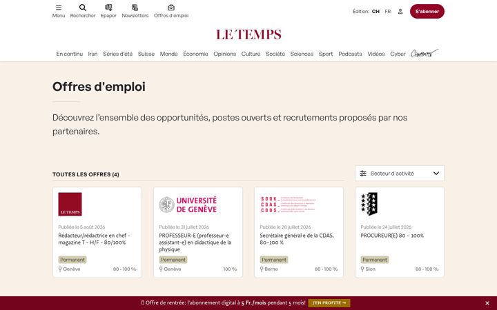 Screenshot of letempsemploi.ch