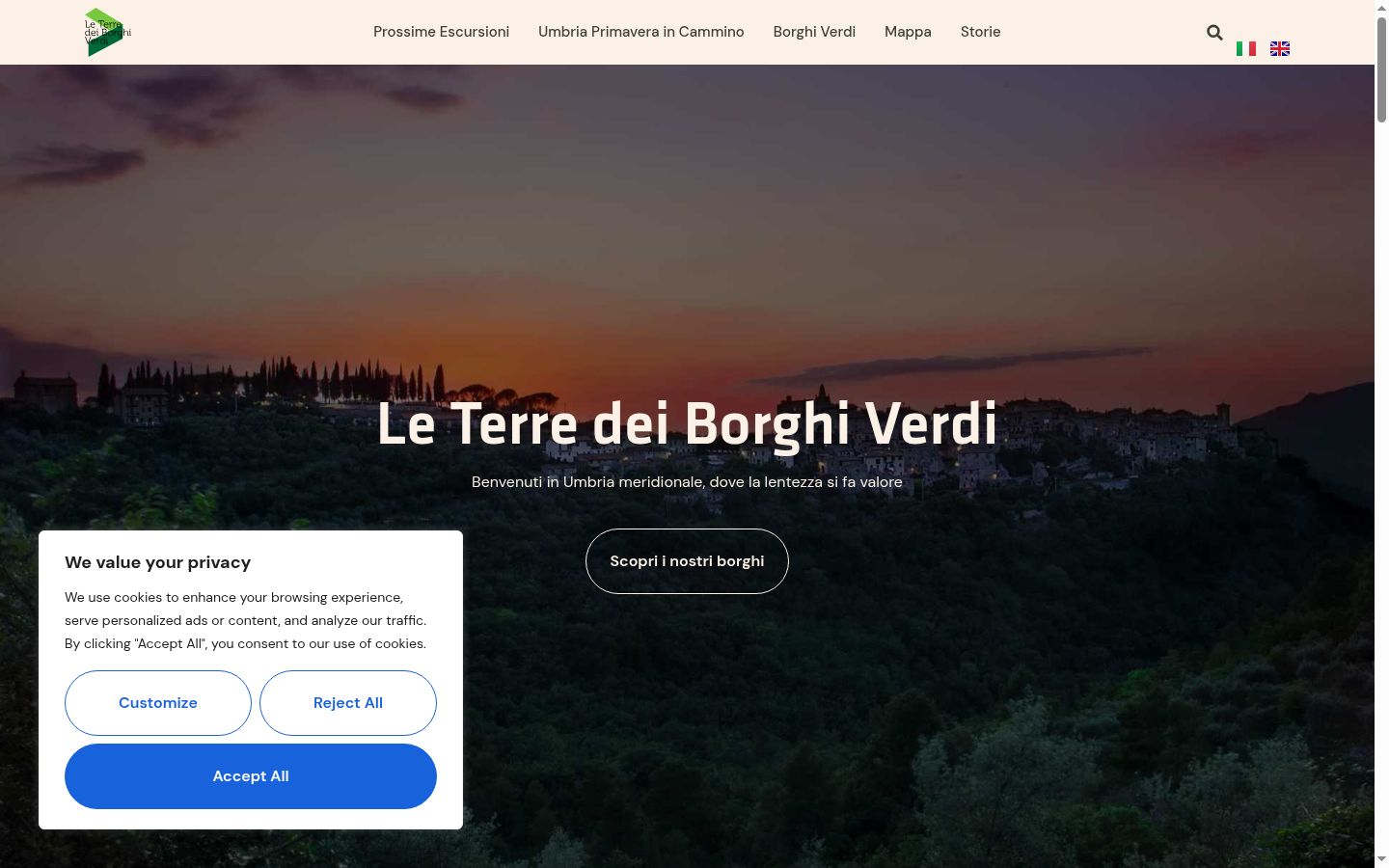 Screenshot del banner di consenso mostrato prima di qualsiasi interazione
