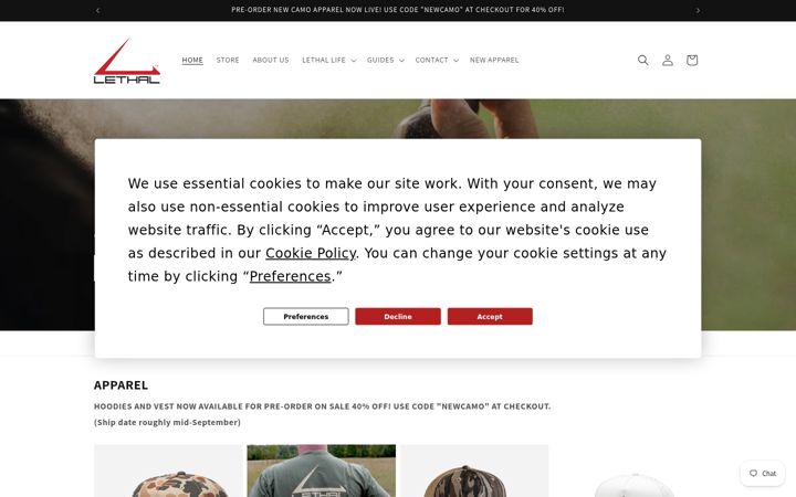 Screenshot of lethalproducts.com