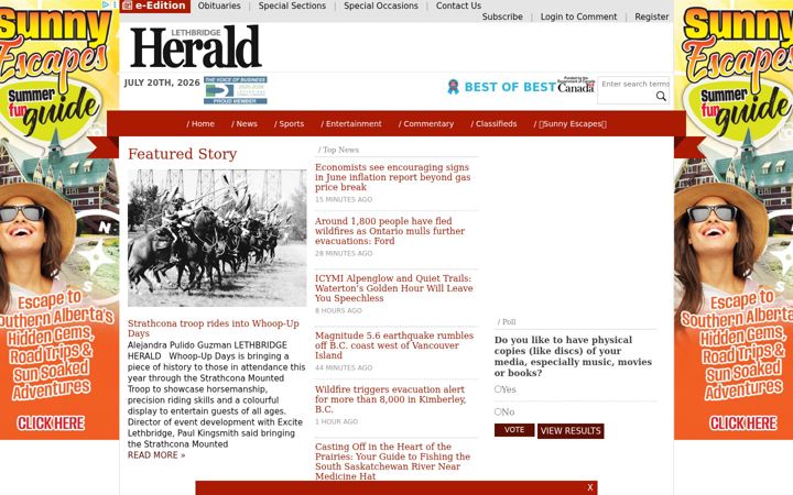 Screenshot of lethbridgeherald.com