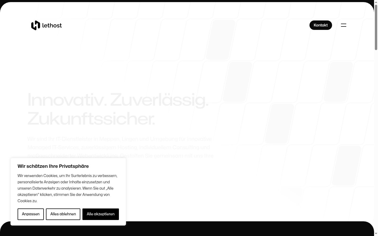Screenshot del banner di consenso mostrato prima di qualsiasi interazione