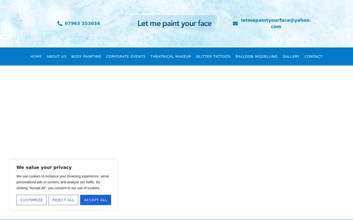Screenshot of letmepaintyourface.co.uk