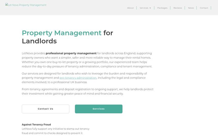 Screenshot of letnova.co.uk