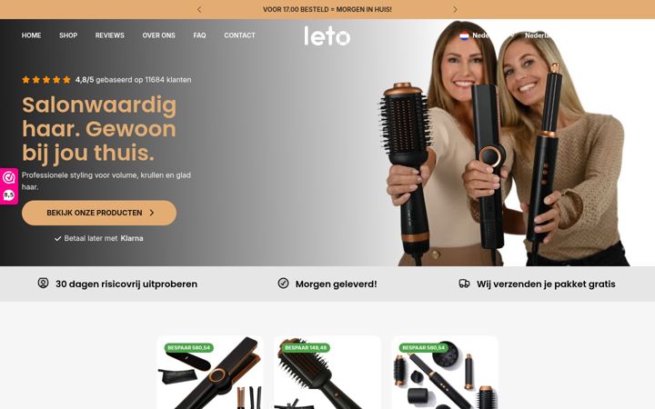 Screenshot of letostyling.nl