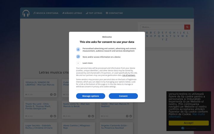 Screenshot of letras-cristianas.com