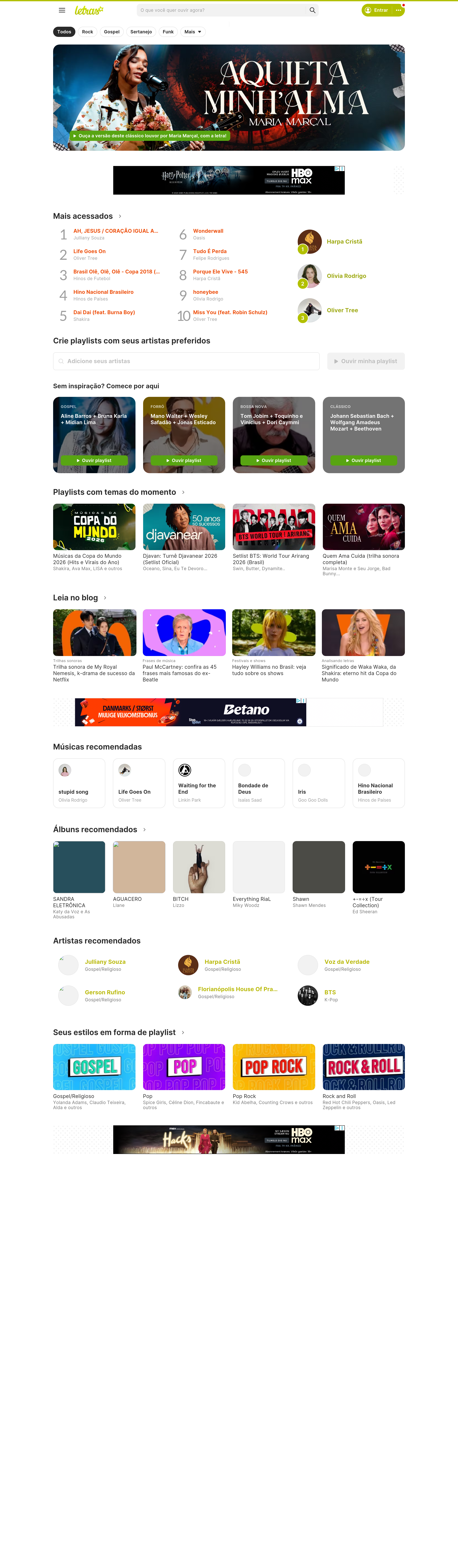 Screenshot of letras.mus.br
