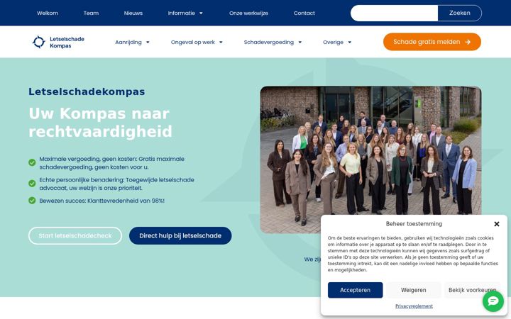 Screenshot of letselschadekompas.nl