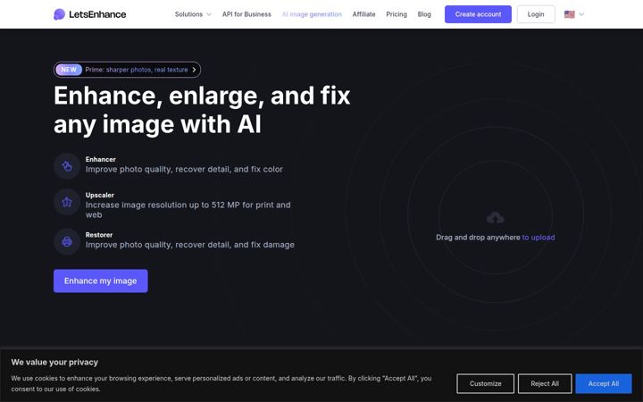 Screenshot of letsenhance.io