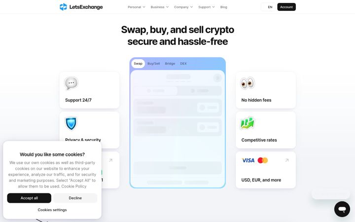 Screenshot of letsexchange.io