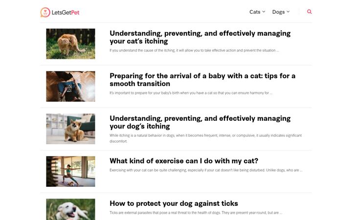 Snimka zaslona za letsgetpet.com