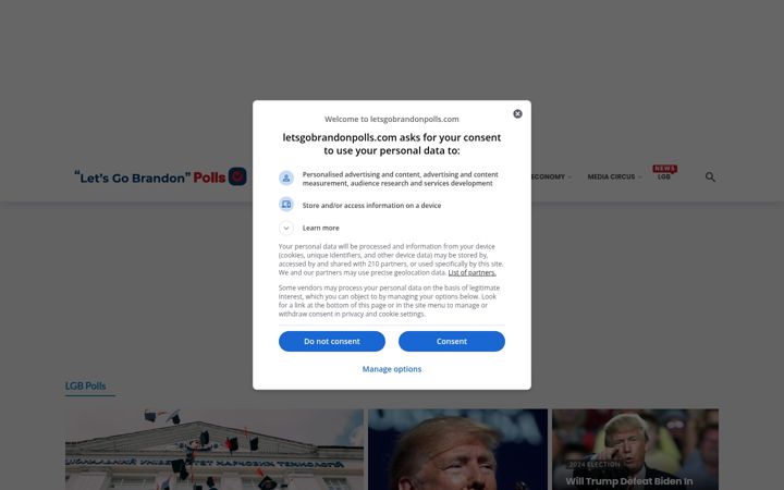 Screenshot of letsgobrandonpolls.com