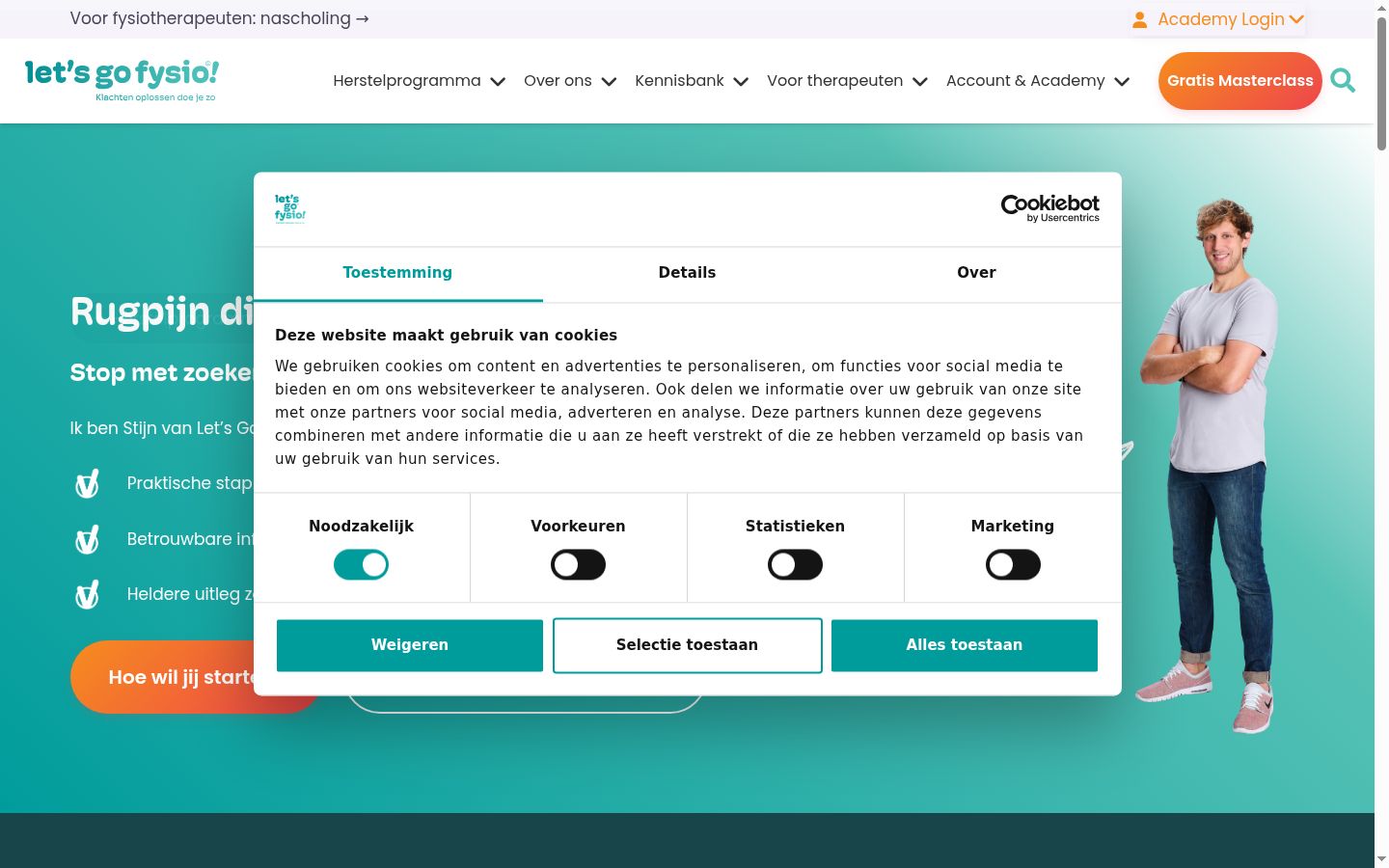 Screenshot del banner di consenso mostrato prima di qualsiasi interazione