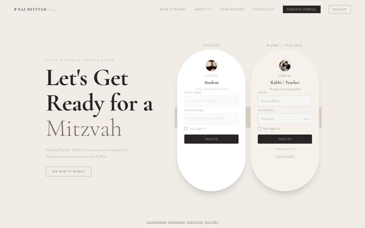 Screenshot of letsmitzvah.com