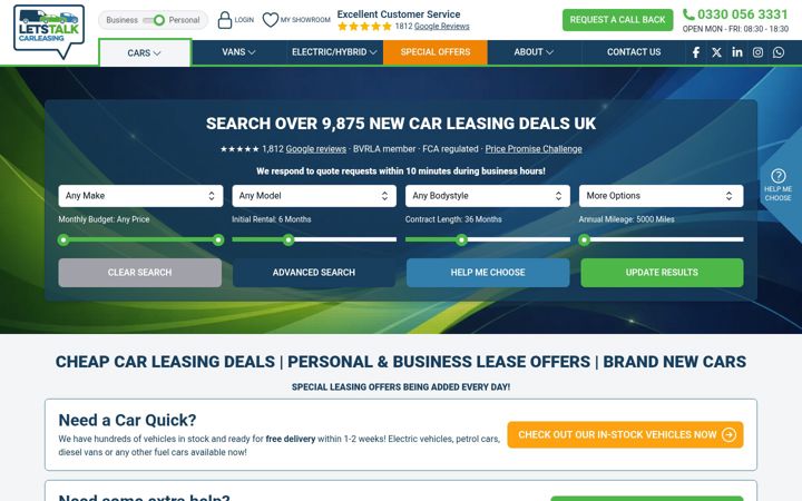 Screenshot of letstalkleasing.co.uk