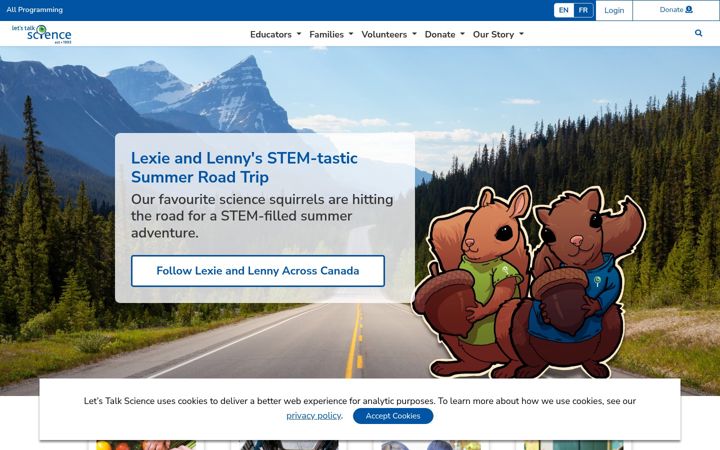 Screenshot of letstalkscience.ca