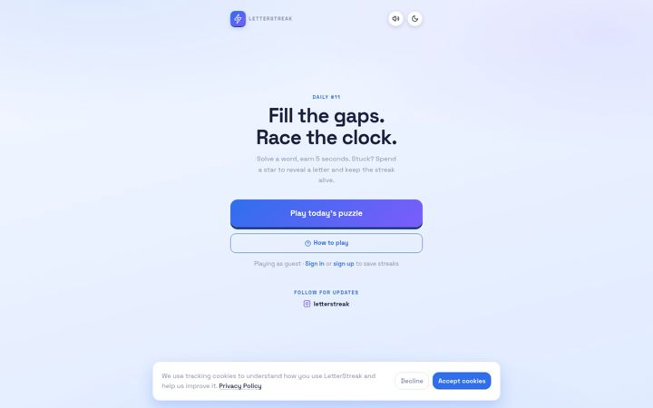 Screenshot of letterstreak.com
