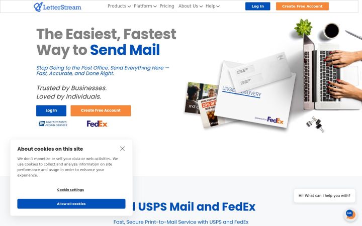 Screenshot of letterstream.com