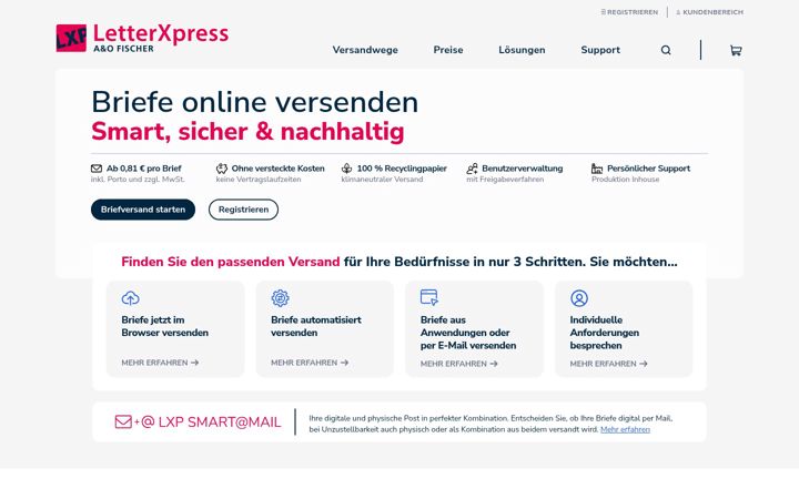Screenshot of letterxpress.de