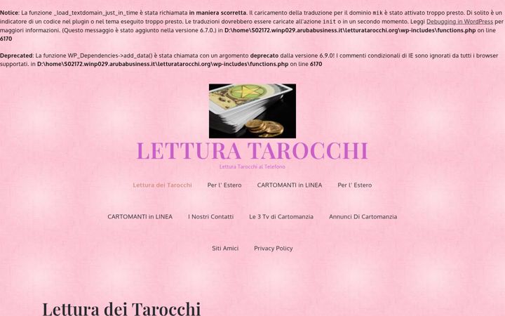 Screenshot of letturatarocchi.org