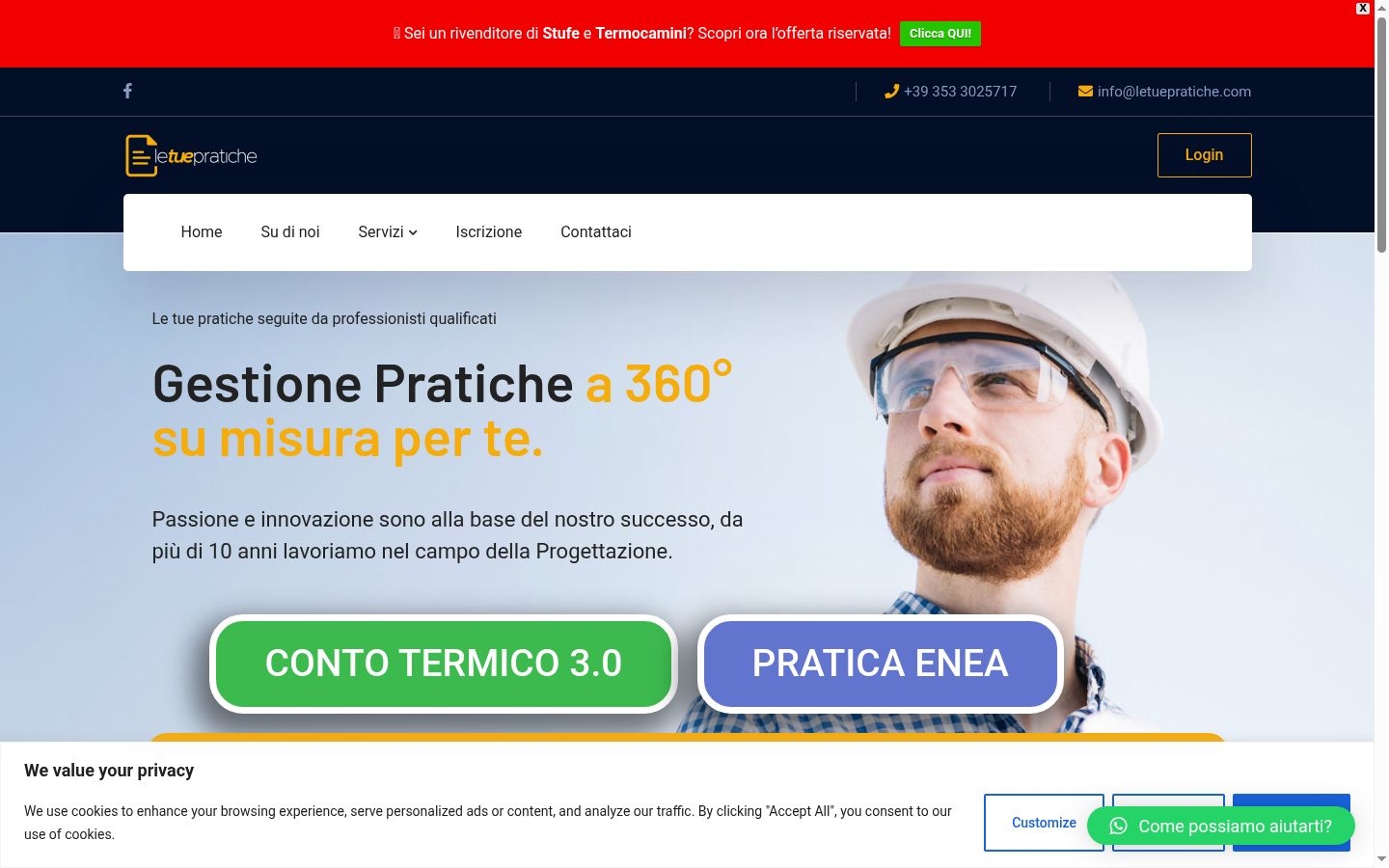 Screenshot del banner di consenso mostrato prima di qualsiasi interazione