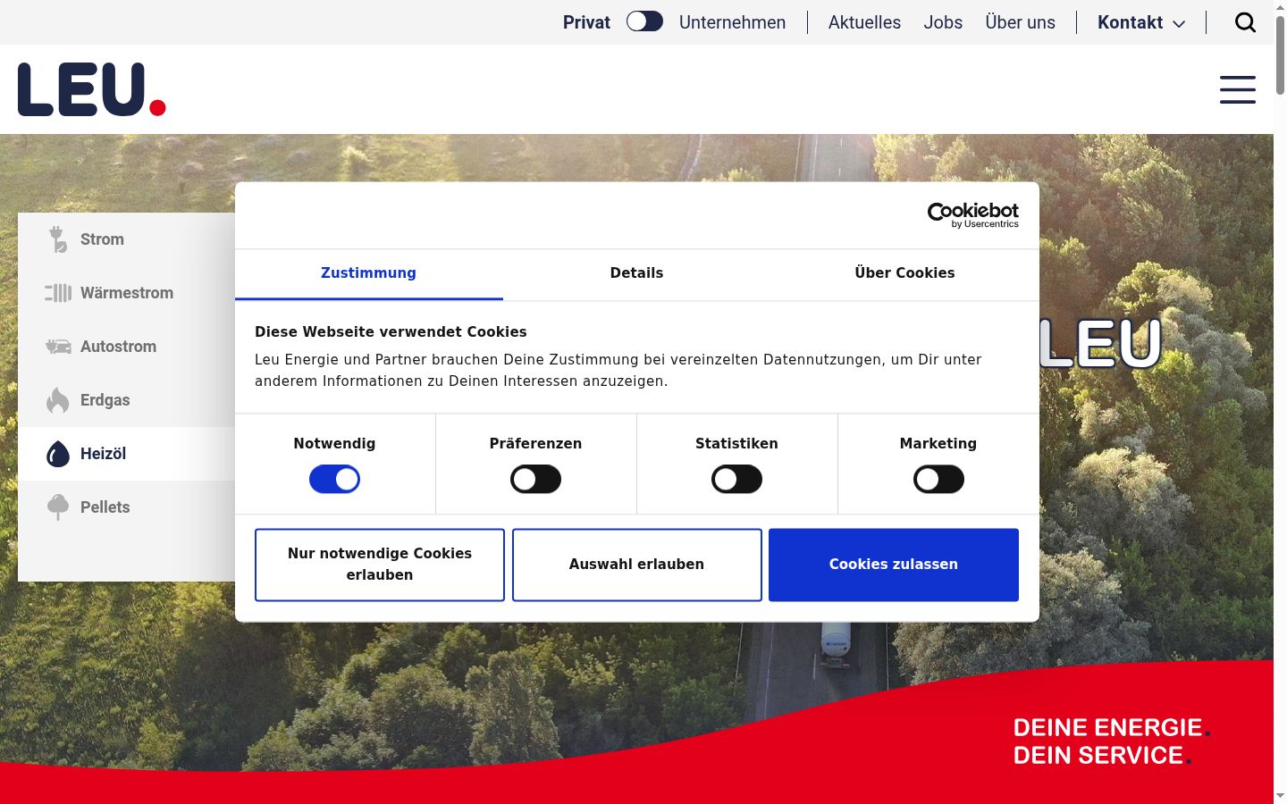 Screenshot tal-banner tal-kunsens muri qabel kwalunkwe interazzjoni