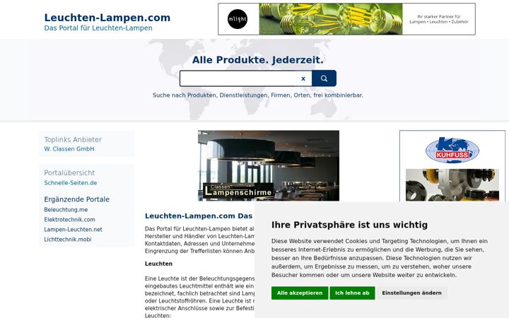 Screenshot of leuchten-lampen.com