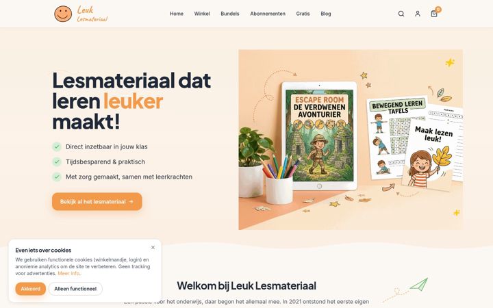 Screenshot of leuklesmateriaal.nl