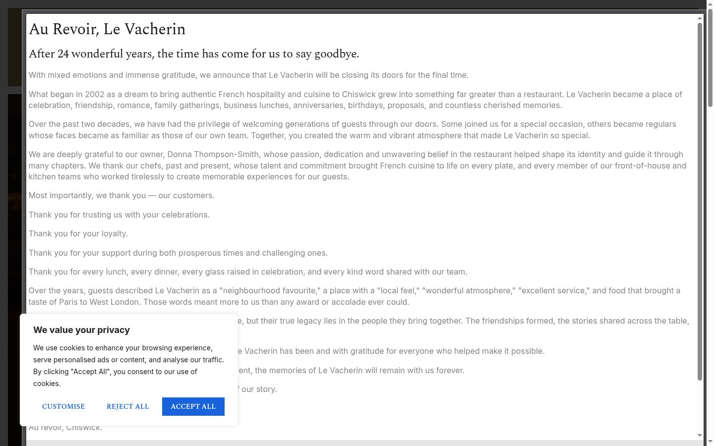 Capture d'écran de la bannière de consentement affichée avant toute interaction