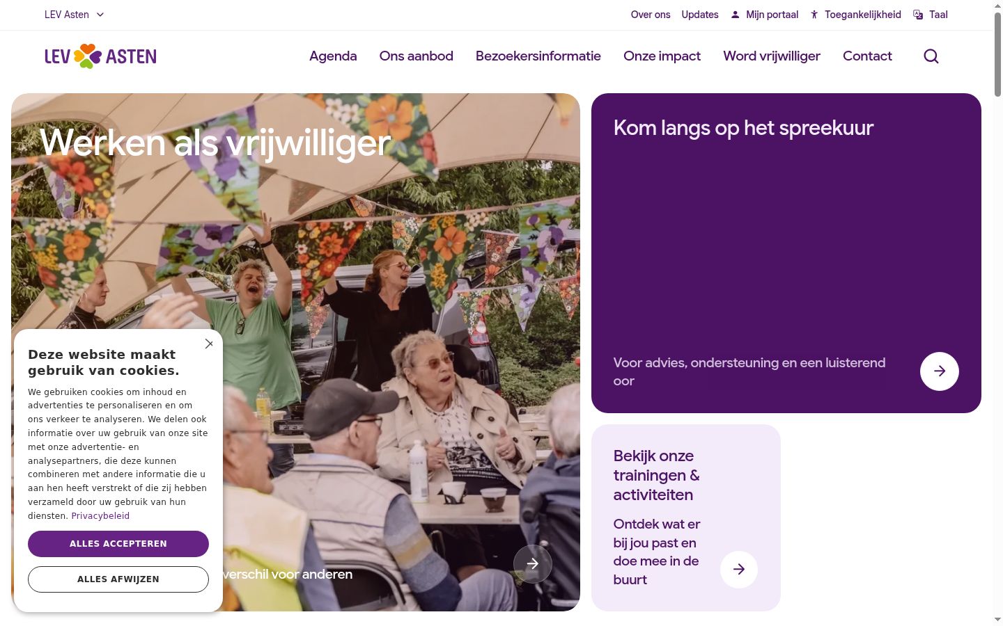 Skærmbillede af samtykkebanneret, som det blev vist før nogen interaktion