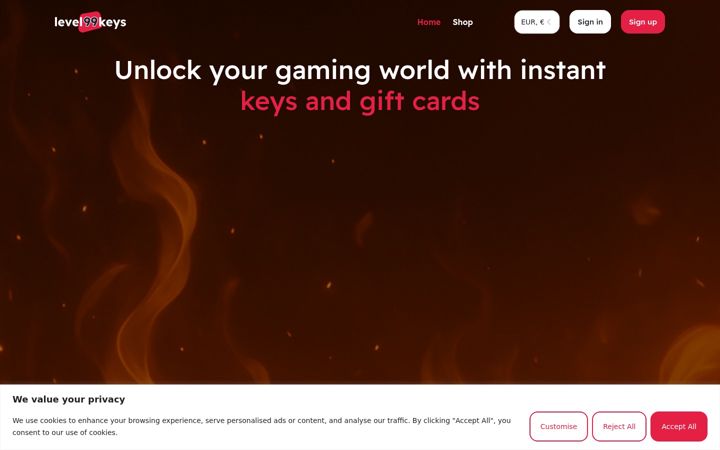 Screenshot of level99keys.net