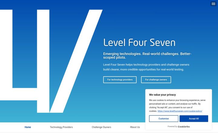 Screenshot of levelfourseven.com